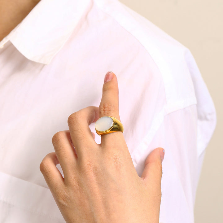 Olivenorma Natural Stone French Niche Simple Ring - image 2