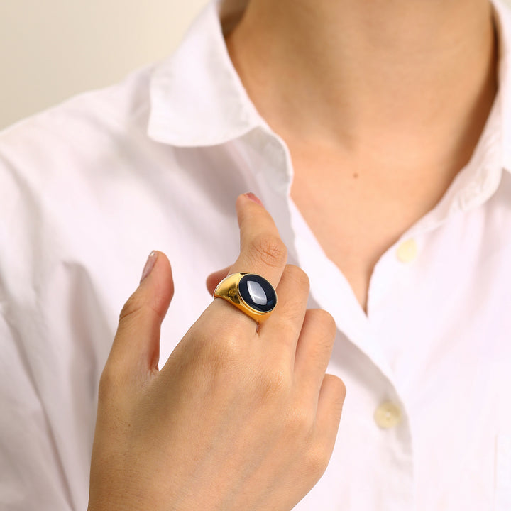 Olivenorma Natural Stone French Niche Simple Ring - image 5