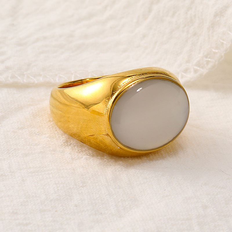 Olivenorma Natural Stone French Niche Simple Ring - Nacre - 10 - image 1