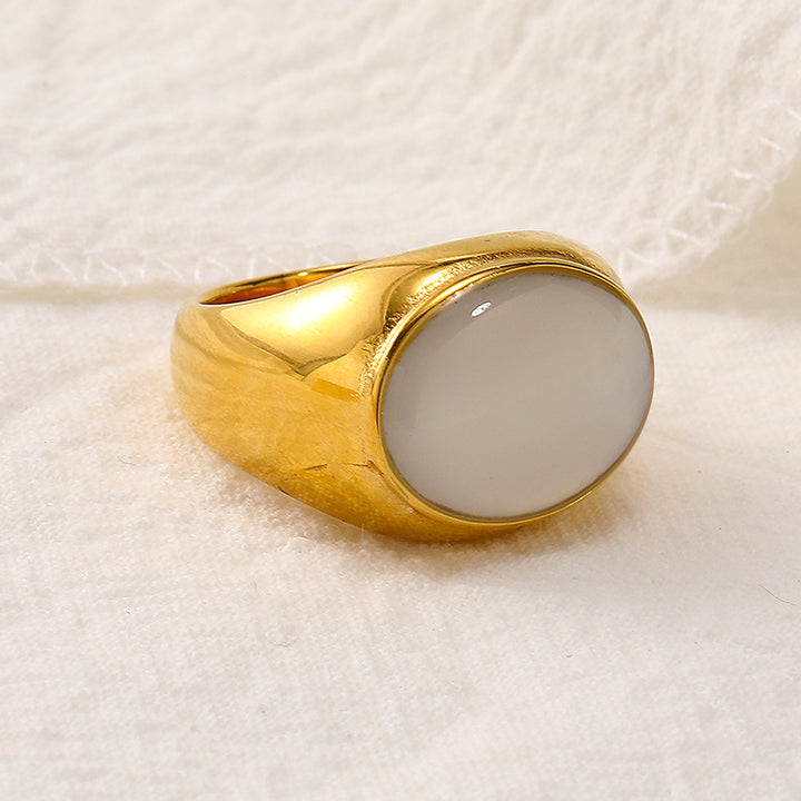 Olivenorma Natural Stone French Niche Simple Ring - Nacre - 10 - image 1