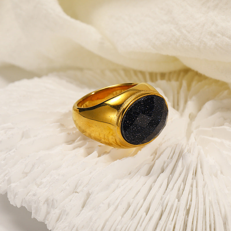 Olivenorma Natural Stone French Niche Simple Ring - Blue Sandstone - 10 - image 11