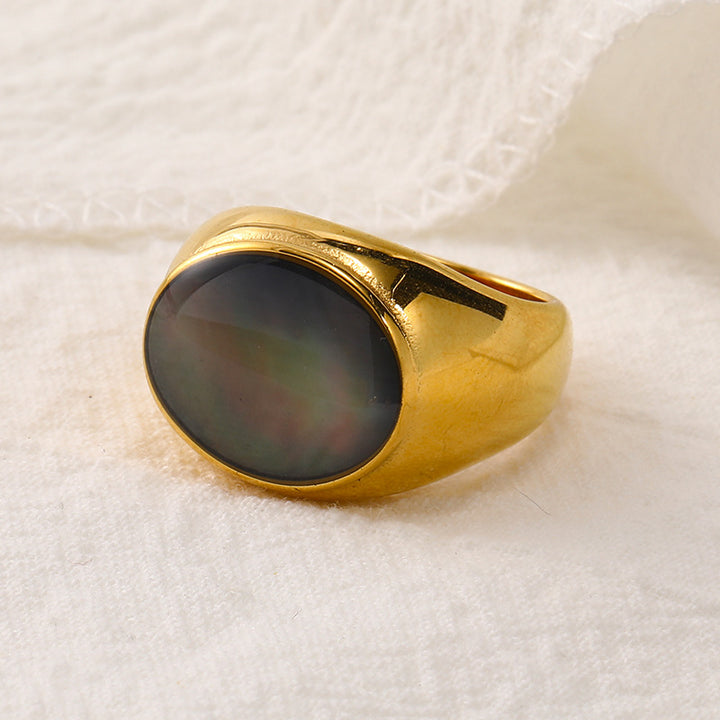 Olivenorma Natural Stone French Niche Simple Ring - Ammolite - 10 - image 6