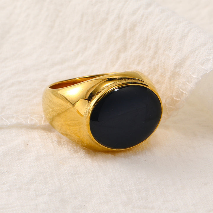 Olivenorma Natural Stone French Niche Simple Ring - Black Resin - 10 - image 4