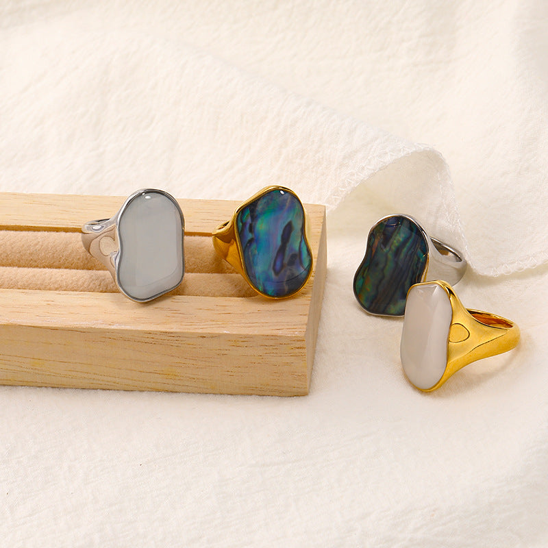 Olivenorma Natural Irregular Colored 18K Titanium Steel Ring - image 0