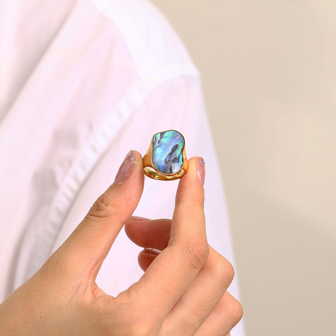 Olivenorma Natural Irregular Colored 18K Titanium Steel Ring - image 7