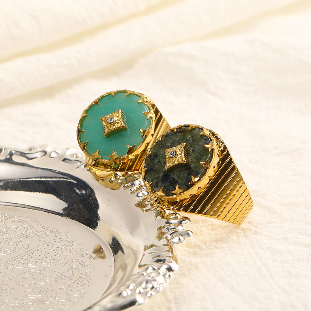 Olivenorma African Turquoise Green Aventurine Claw Open Adjustable Ring - image 0