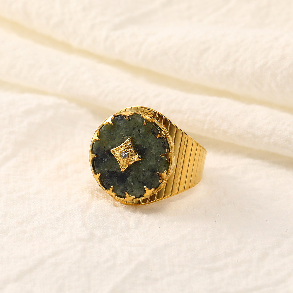 Olivenorma African Turquoise Green Aventurine Claw Open Adjustable Ring - African Turquoise - image 1