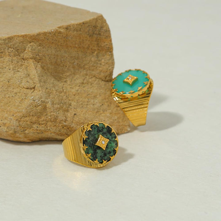 Olivenorma African Turquoise Green Aventurine Claw Open Adjustable Ring - image 9