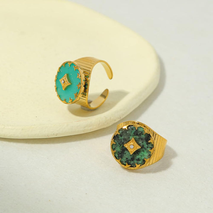 Olivenorma African Turquoise Green Aventurine Claw Open Adjustable Ring - image 10