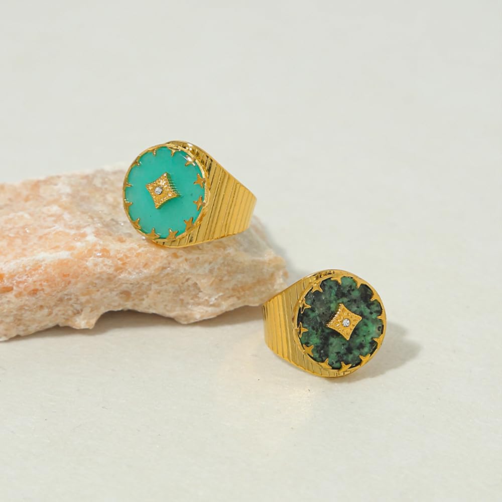 Olivenorma African Turquoise Green Aventurine Claw Open Adjustable Ring - image 8