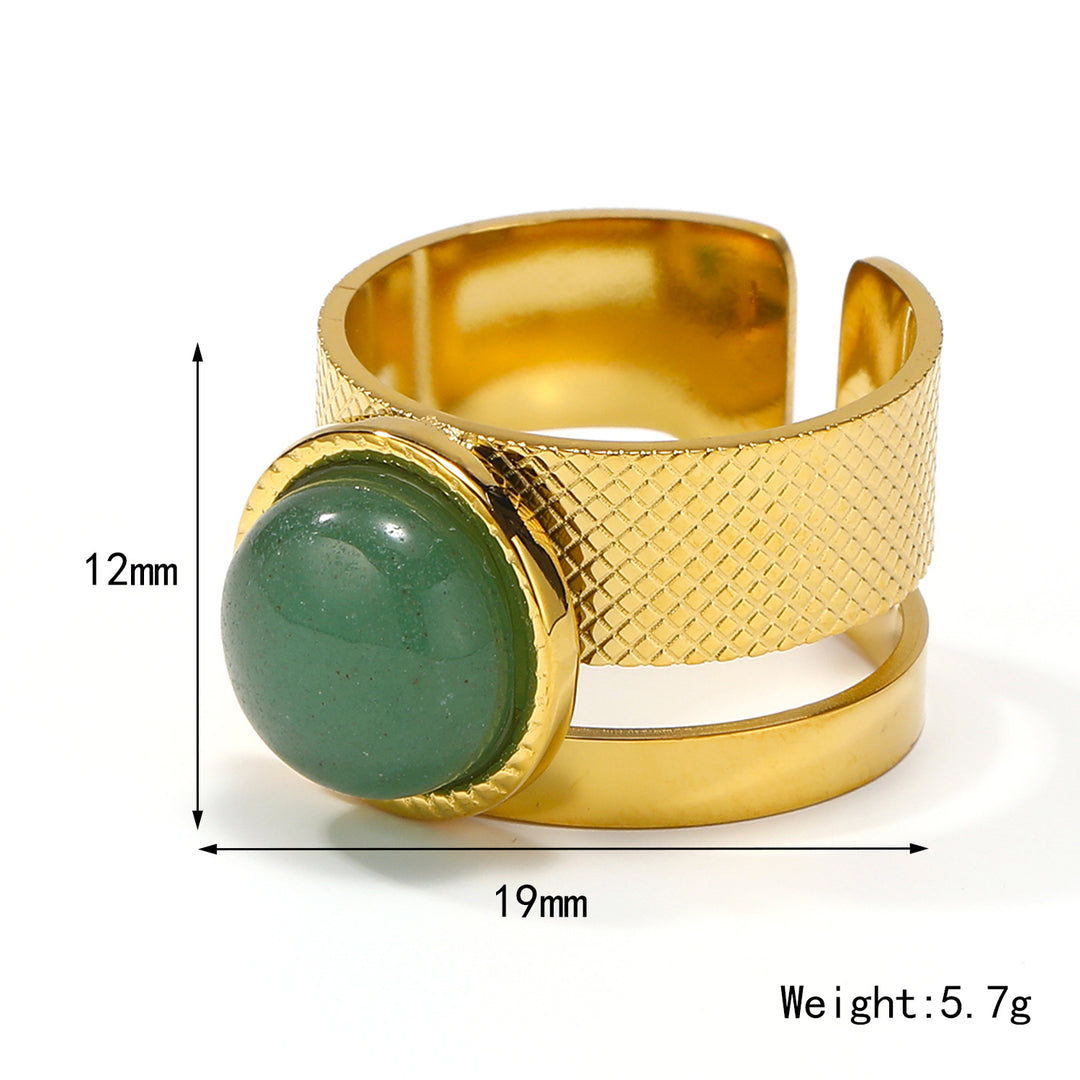Olivenorma Natural Stone Retro Stainless Steel Adjustable Ring - image 14