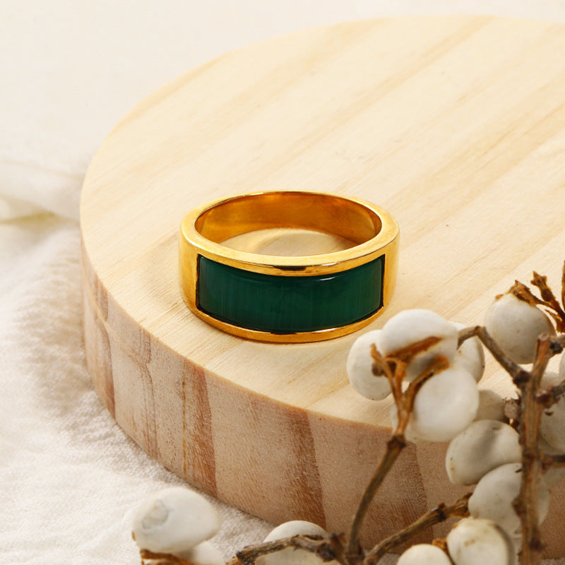 Olivenorma Green Cat's Eye Stone Ring - image 3