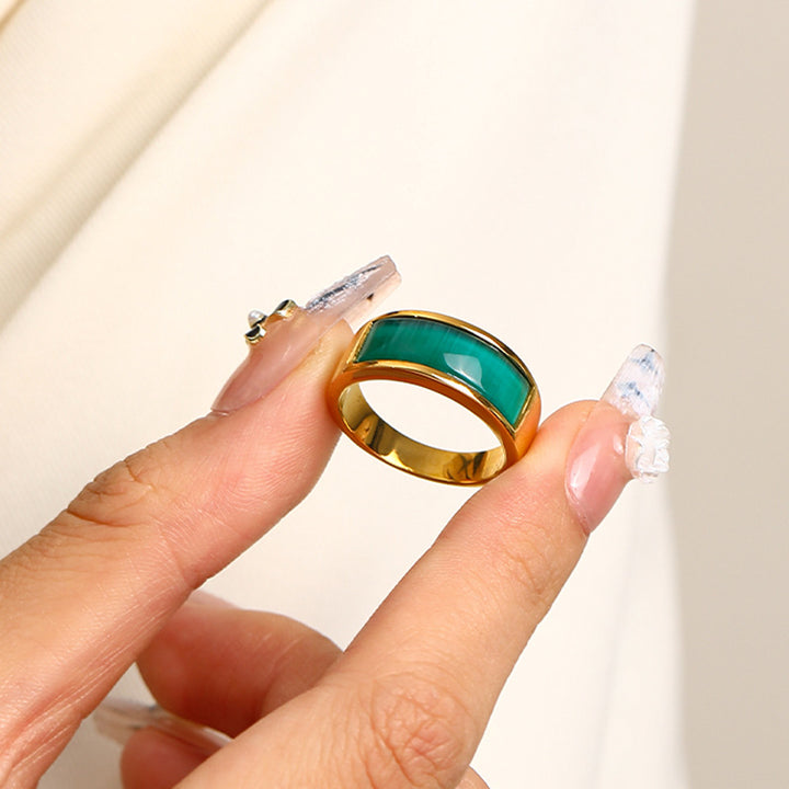 Olivenorma Green Cat's Eye Stone Ring - image 2