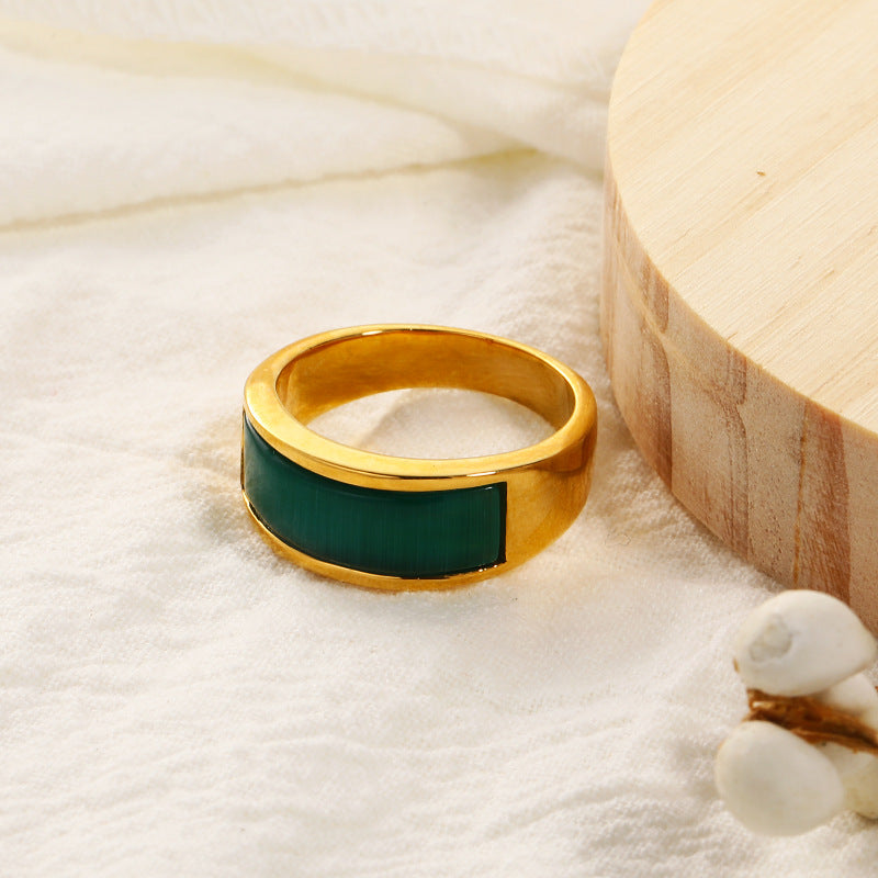 Olivenorma Green Cat's Eye Stone Ring - image 5