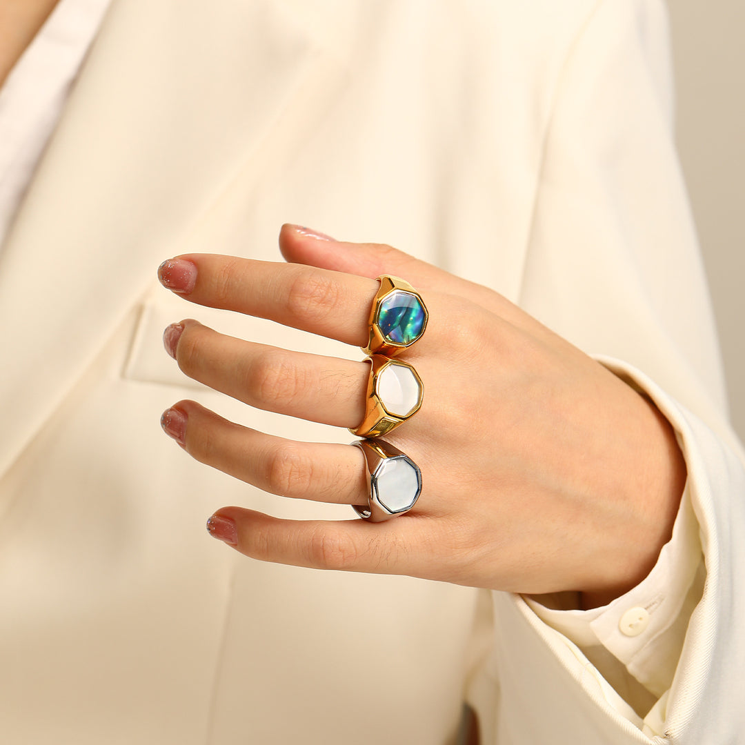 Olivenorma Geometry Nacre Abalone Shell Ring - image 0
