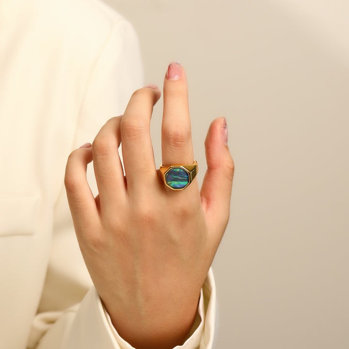 Olivenorma Geometry Nacre Abalone Shell Ring - image 8