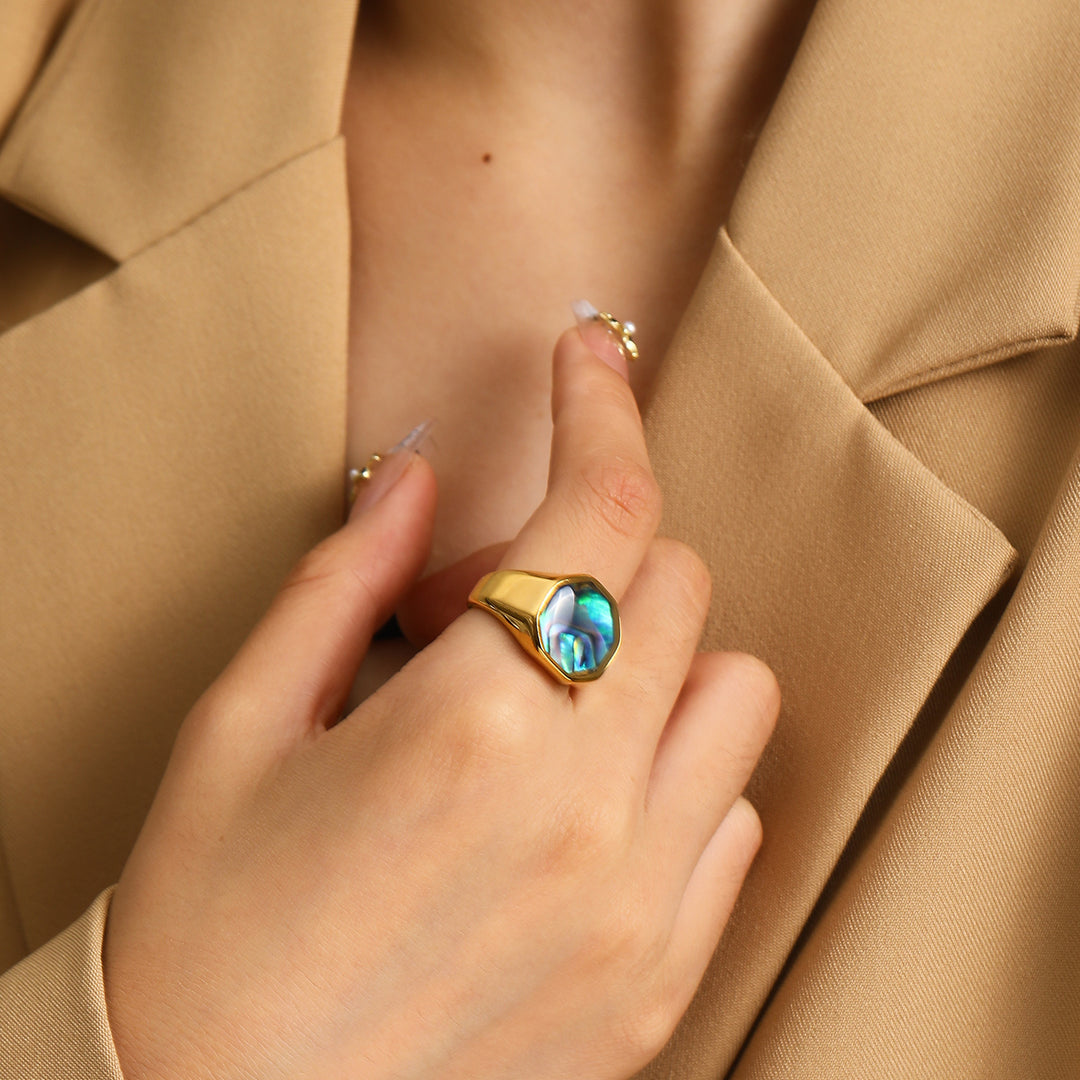 Olivenorma Geometry Nacre Abalone Shell Ring - image 5