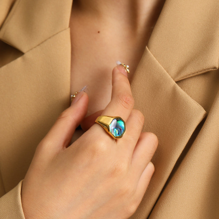 Olivenorma Geometry Nacre Abalone Shell Ring - image 5