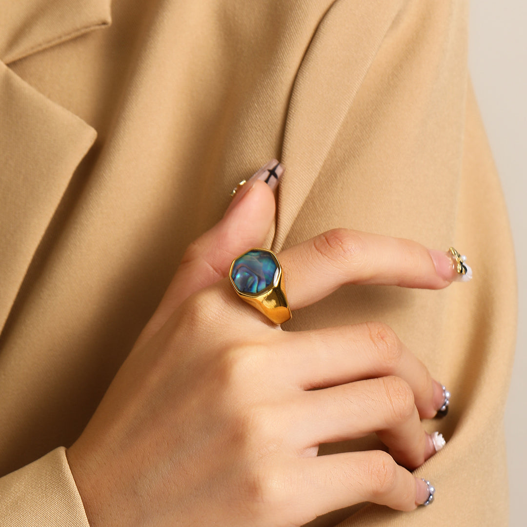 Olivenorma Geometry Nacre Abalone Shell Ring - image 4