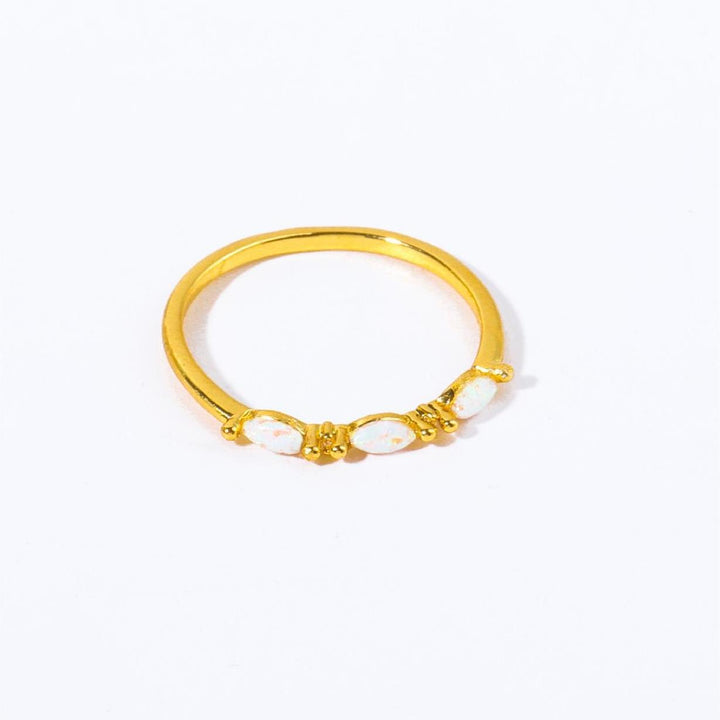 Olivenorma Opalite White Zircon Gold-Plated Copper Thin Ring - Three Opalite - 7 - image 3