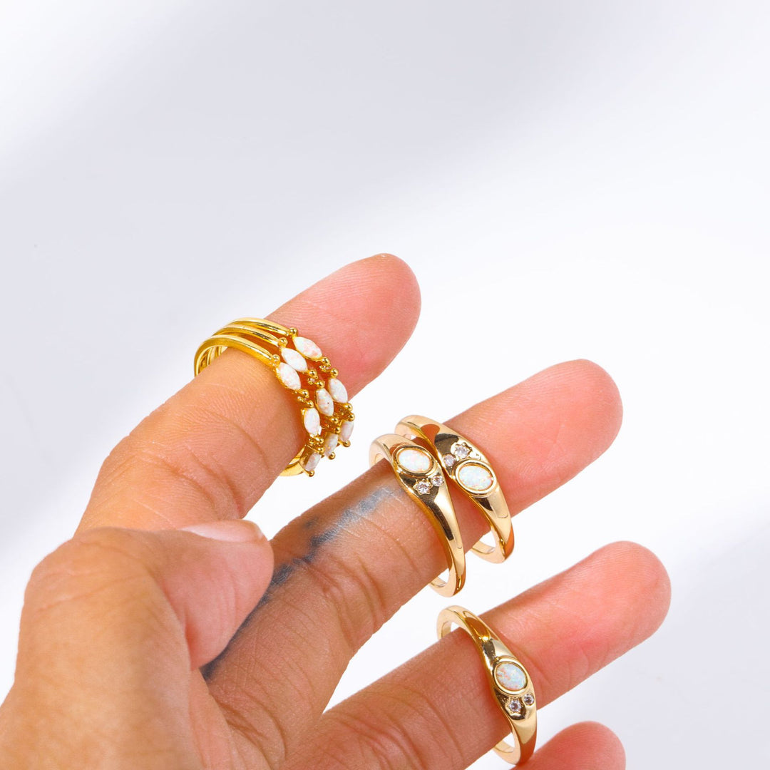 Olivenorma Opalite White Zircon Gold-Plated Copper Thin Ring - image 4