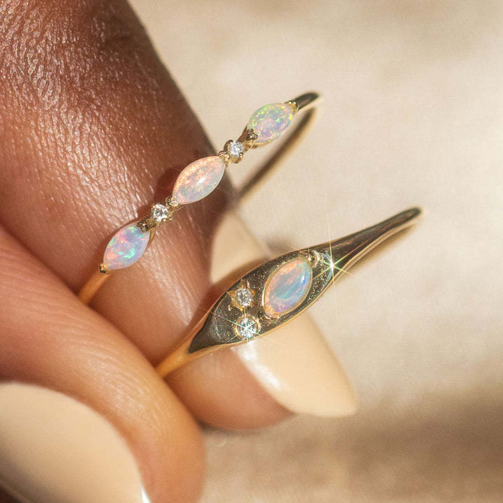 Olivenorma Opalite White Zircon Gold-Plated Copper Thin Ring - image 0
