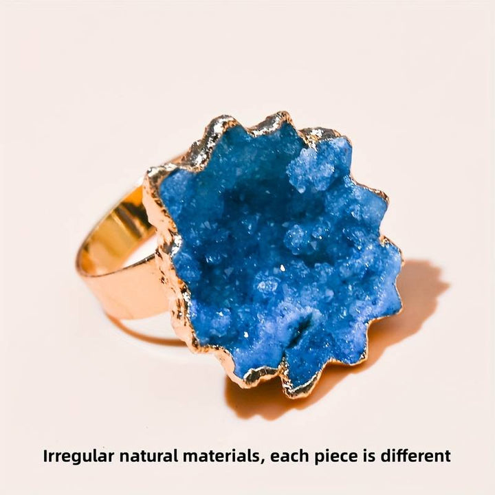 Olivenorma Natural Irregular Crystal Sun Flower Sliced Ring - image 2