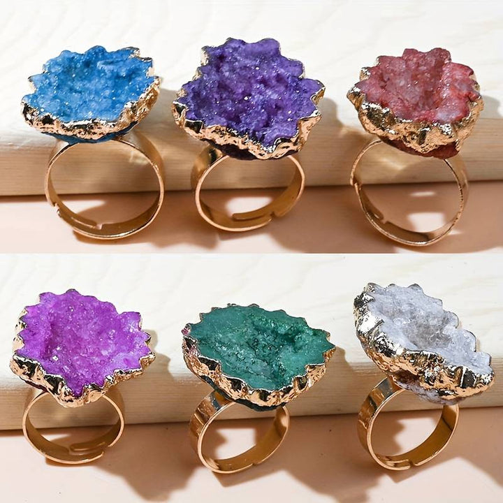 Olivenorma Natural Irregular Crystal Sun Flower Sliced Ring - image 0