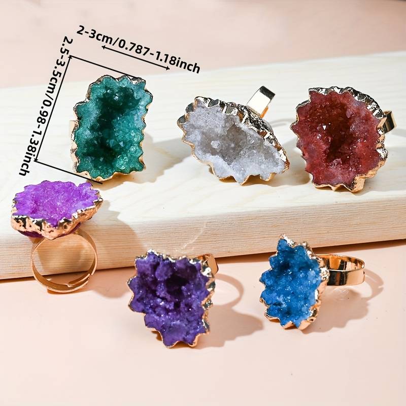 Olivenorma Natural Irregular Crystal Sun Flower Sliced Ring - image 8
