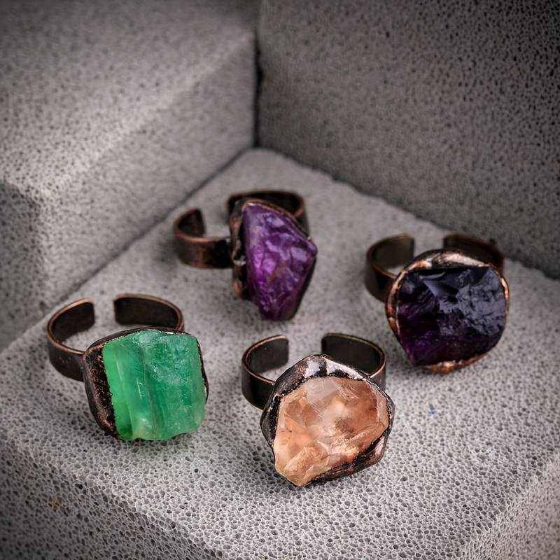 Olivenorma 1PC Natural Raw Stone Irregular Adjustable Ring - image 0