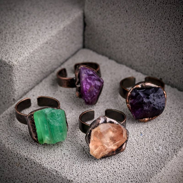 Olivenorma 1PC Natural Raw Stone Irregular Adjustable Ring - image 0