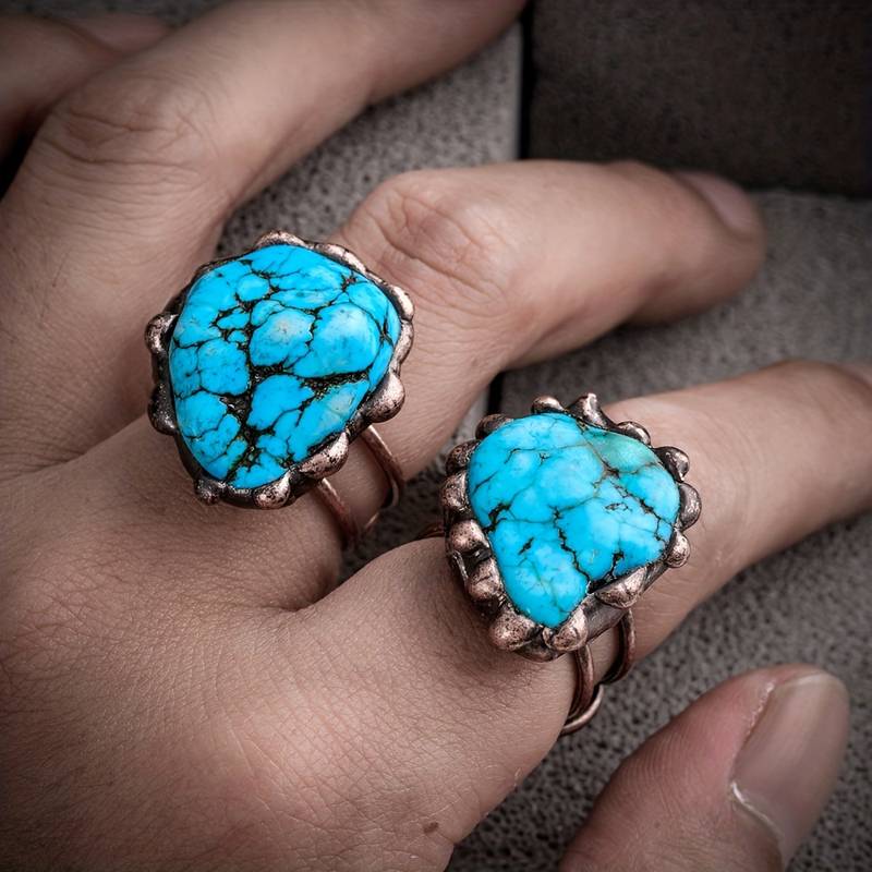 Olivenorma Irregular Turquoise Vintage Adjustable Ring - image 1
