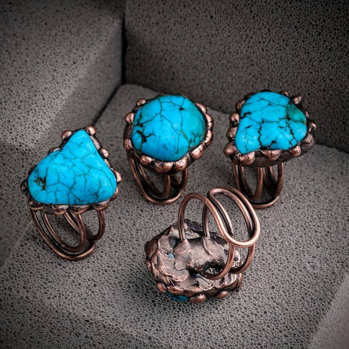 Olivenorma Irregular Turquoise Vintage Adjustable Ring - Turquoise - image 0