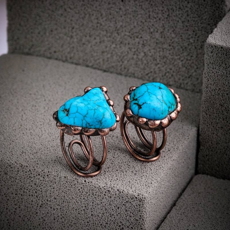 Olivenorma Irregular Turquoise Vintage Adjustable Ring - image 2