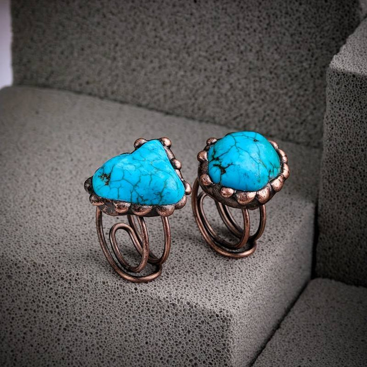 Olivenorma Irregular Turquoise Vintage Adjustable Ring - image 2