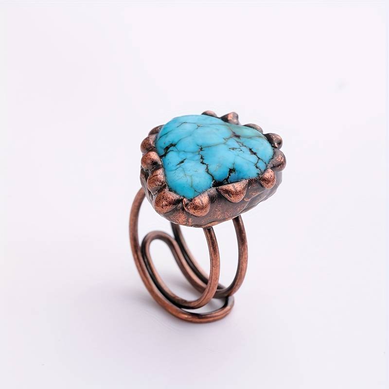 Olivenorma Irregular Turquoise Vintage Adjustable Ring - image 3