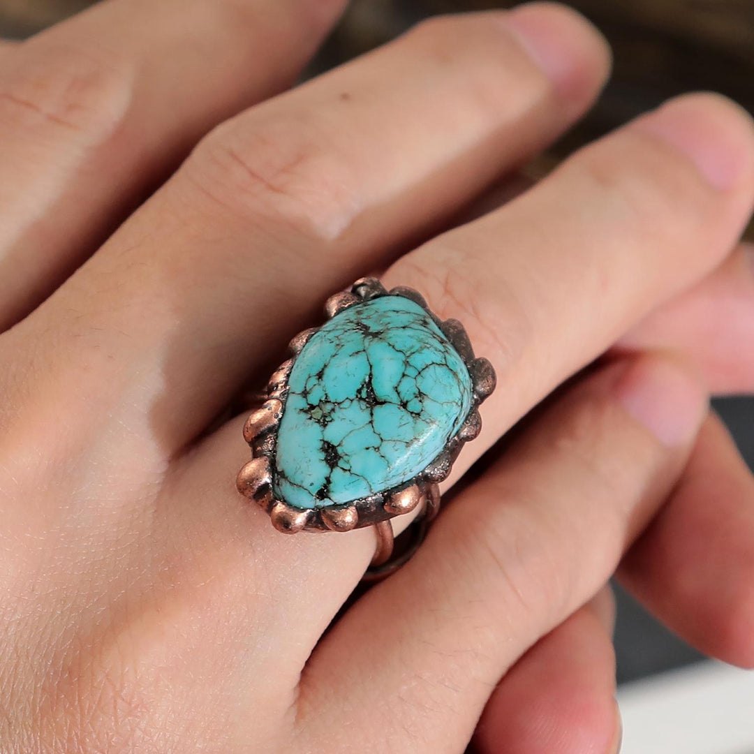 Olivenorma Irregular Turquoise Vintage Adjustable Ring - image 5