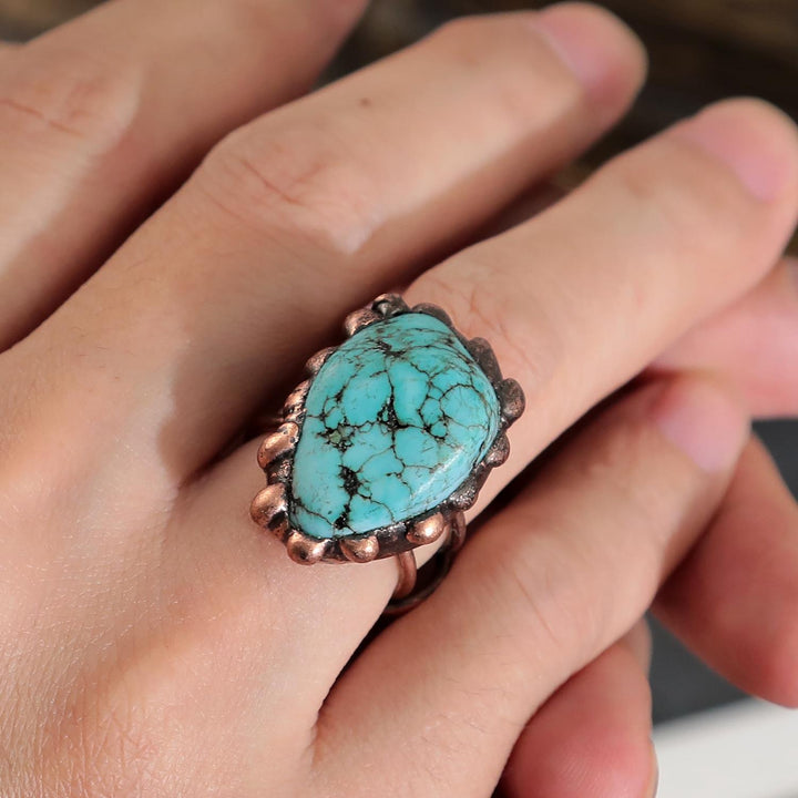 Olivenorma Irregular Turquoise Vintage Adjustable Ring - image 5
