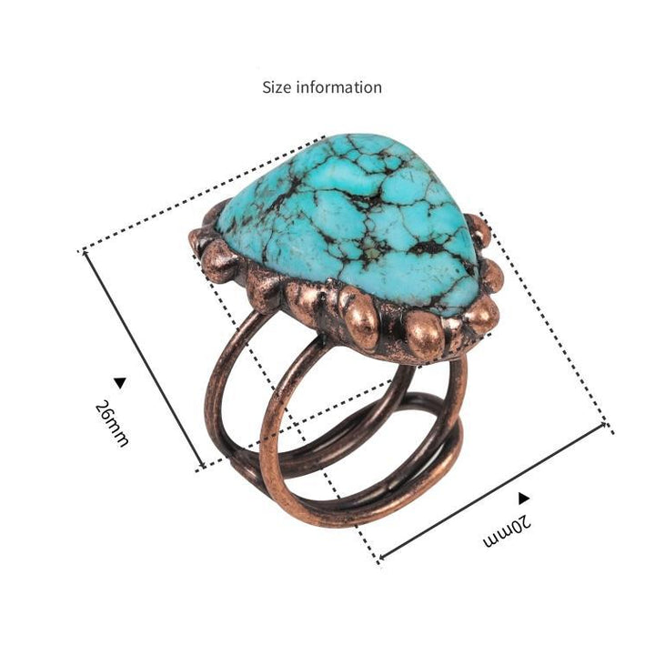 Olivenorma Irregular Turquoise Vintage Adjustable Ring - image 6
