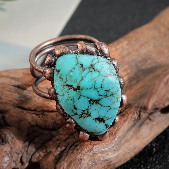 Olivenorma Irregular Turquoise Vintage Adjustable Ring - image 8