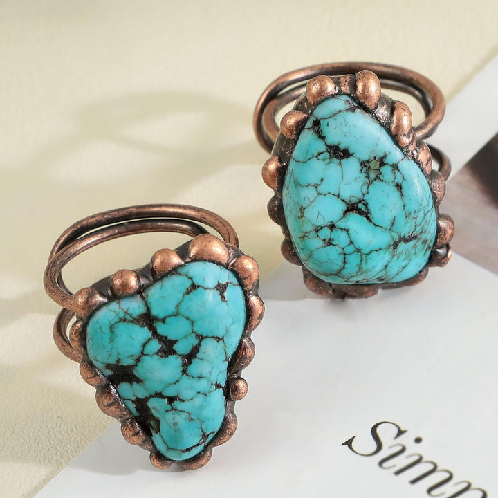 Olivenorma Irregular Turquoise Vintage Adjustable Ring - image 7