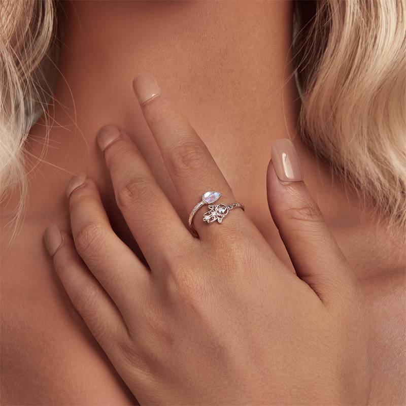 Olivenorma Moonstone Hamsa Symbol Wrap S925 Ring - image 1