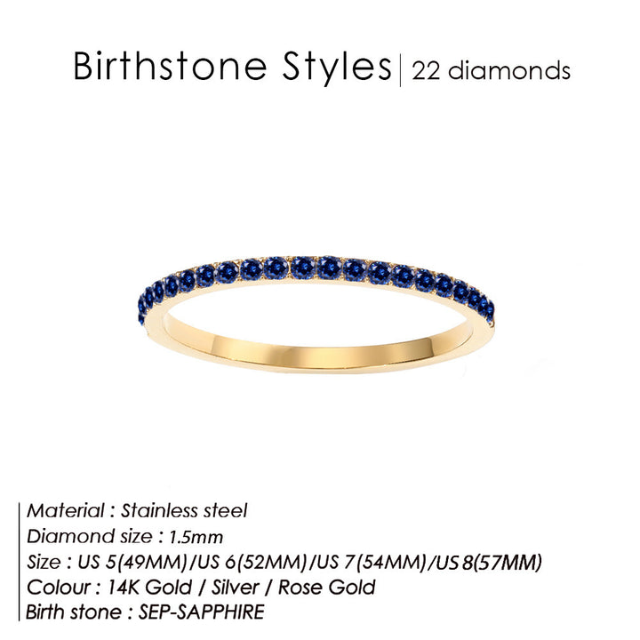 Olivenorma Birthstone Zircon Stainless Steel Thin Ring - September - Rose Gold - 8 - image 9