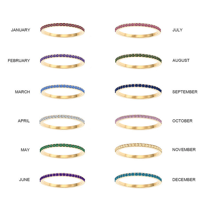 Olivenorma Birthstone Zircon Stainless Steel Thin Ring - image 13