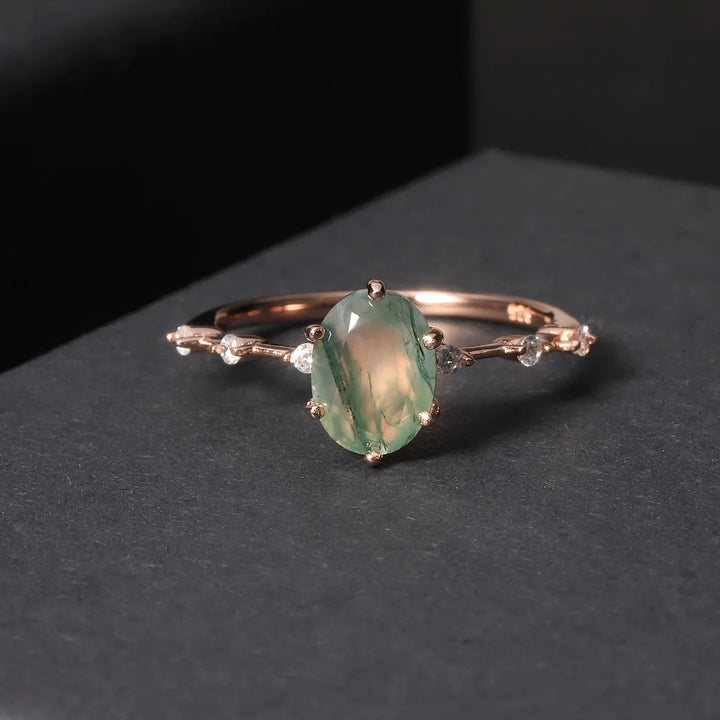 Olivenorma 18K Gold Plated Silver Moss Agate Ring - 10 - image 0