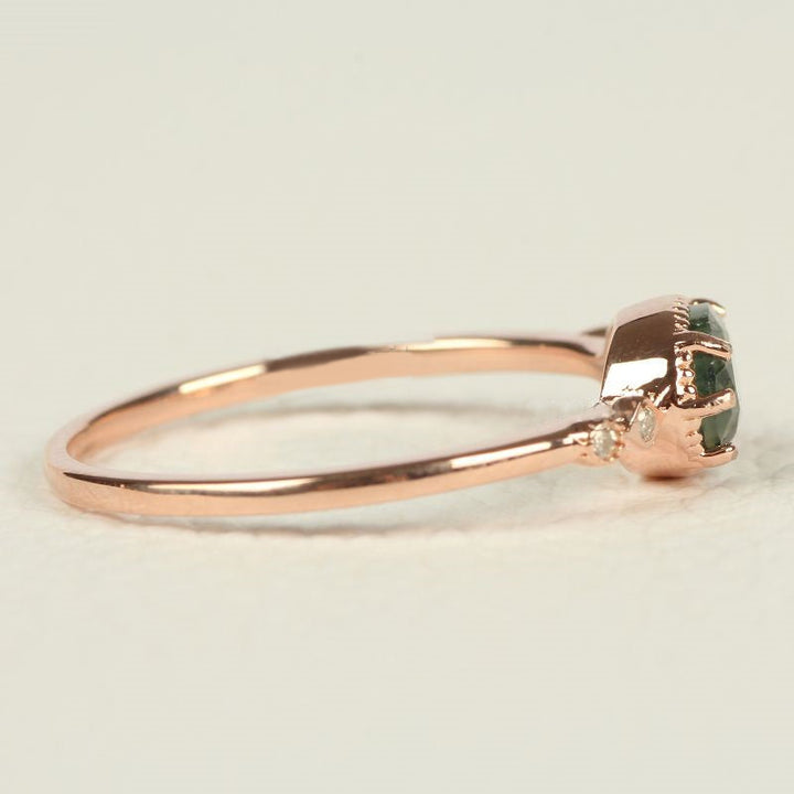 Olivenorma Female Golden Oval Moss Agate Ring - image 7