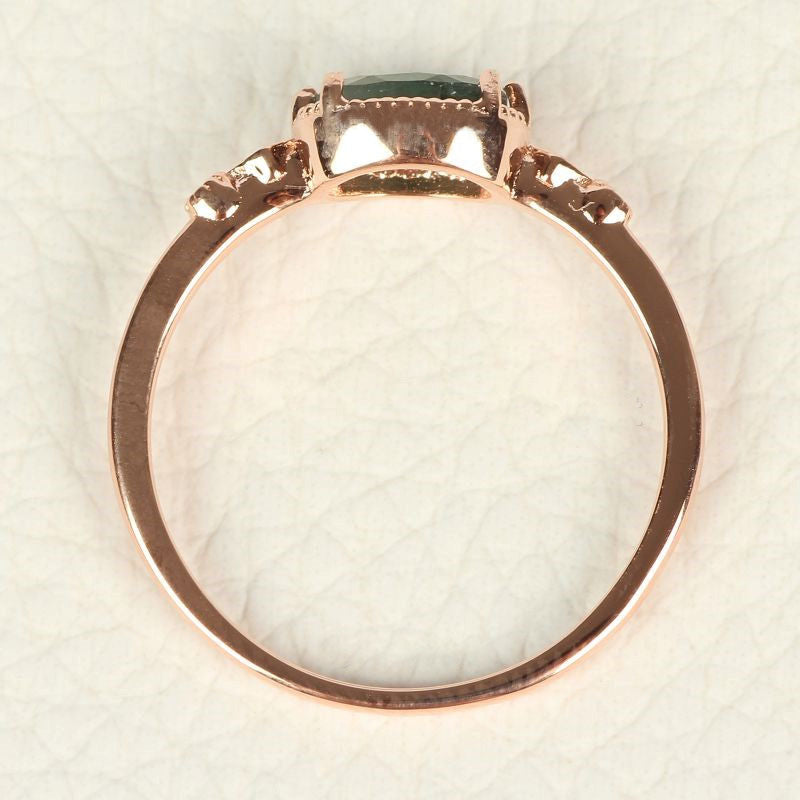Olivenorma Female Golden Oval Moss Agate Ring - image 8
