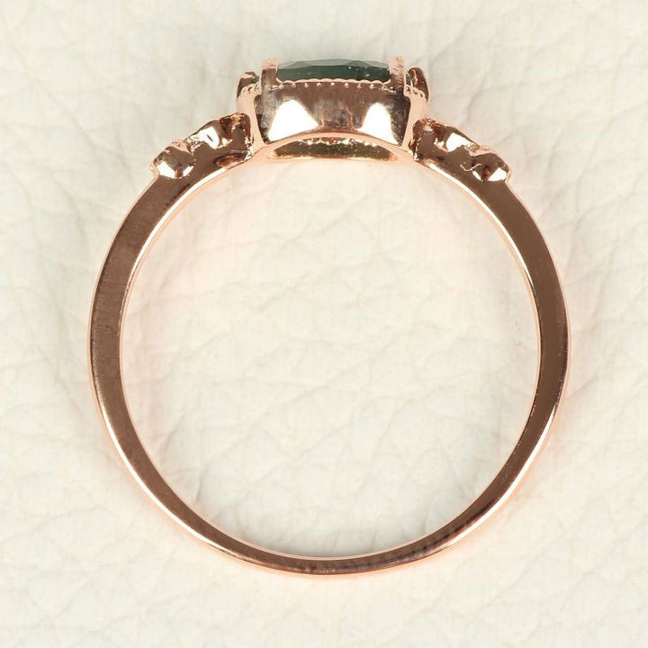 Olivenorma Female Golden Oval Moss Agate Ring - image 8