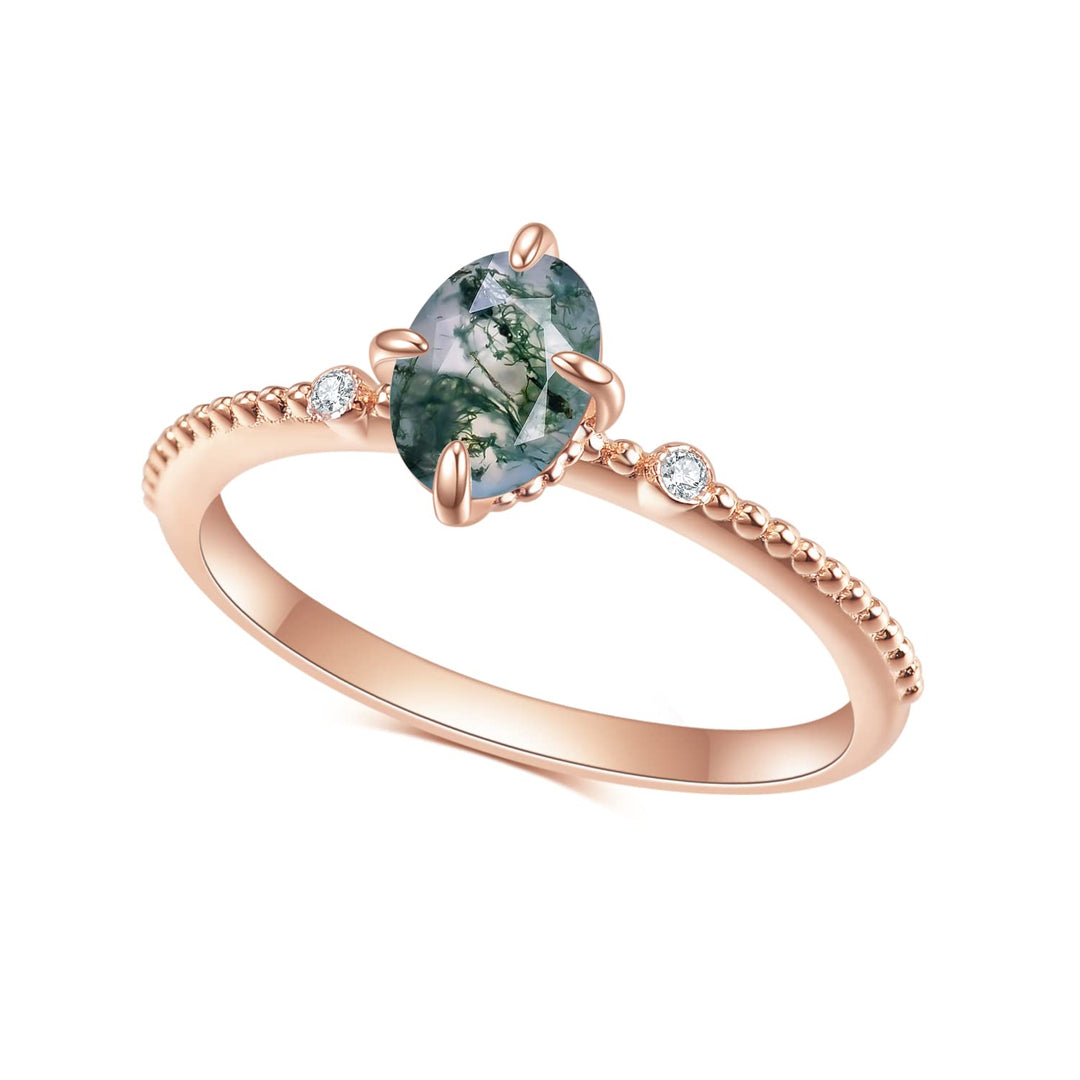 Olivenorma Moss Agate Engagement 925 Sterling Silver Ring - Moss Agate&White Zircon#1 - 10 - image 0
