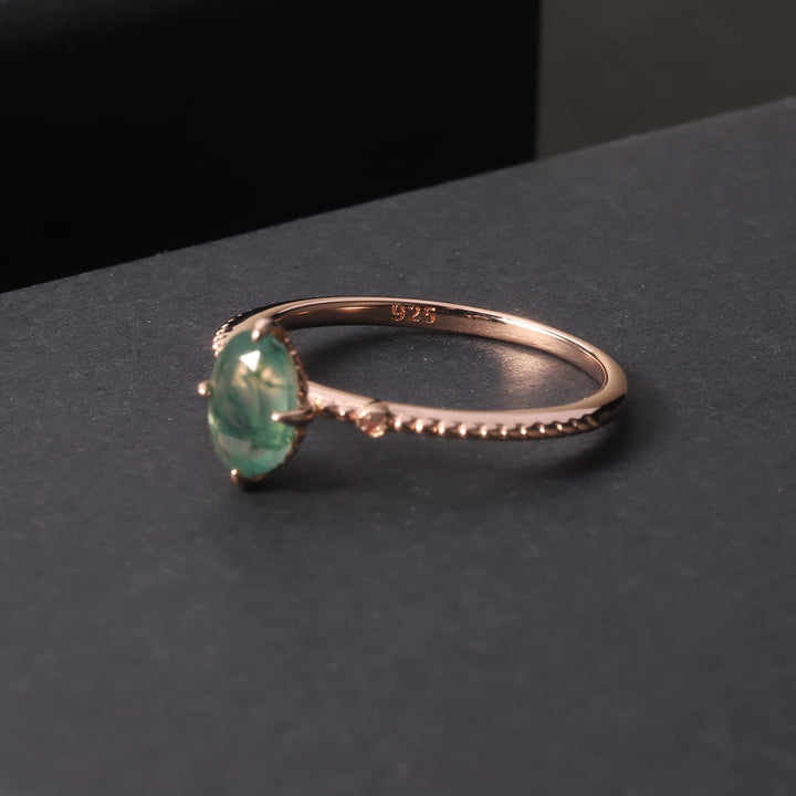 Olivenorma Moss Agate Engagement 925 Sterling Silver Ring - image 5